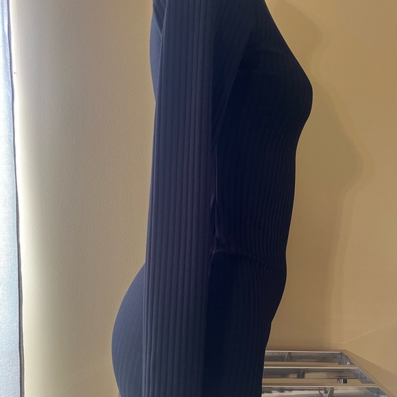 Boohoo Black Ribbed Long Sleeve Stretch Dress - Picture 3 of 7